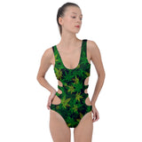 Side Cutout Marijuana Swimsuit