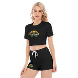 BlossomZ O-neck T-shirt Shorts Suit - Gold